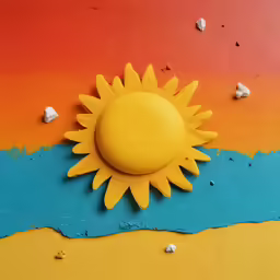the sun is painted on the top of a wall