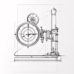 an architectural drawing shows the workings and parts of a machine