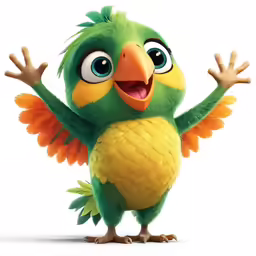 an angry parrot with its arms wide open