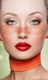 a beautiful woman with dots all over her face