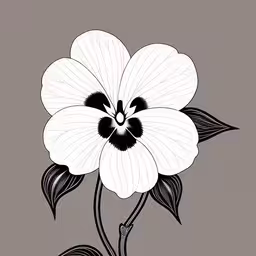 a large flower with black leaves on a grey background,a painting of a flower with black leaves on a brown background