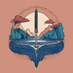 an art piece with a fountain in the middle of it,a picture of a pen that is in the water