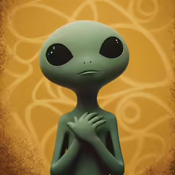 a very cute looking alien on a yellow background