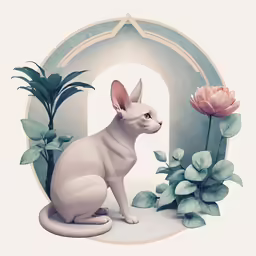 a cat with a flower on top of it