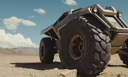 a car sitting in the middle of the desert