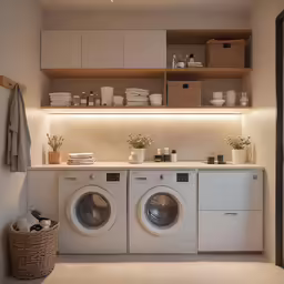 a washer and dryer sitting in a room