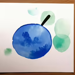 a picture with green, white and blue stains of paint