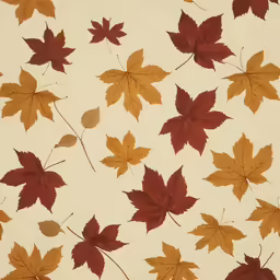 a pattern with different autumn leaves and branches on a white surface
