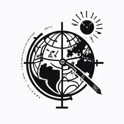 an image of a globe with a compass on top of it,the logo for a children