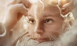 an image of a woman being sprayed on by her hair