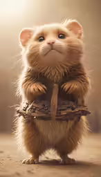 the cat is standing on his hind legs holding a branch