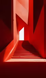 the stairs have a bright red shade
