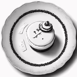 the plate is made with white and black frosting