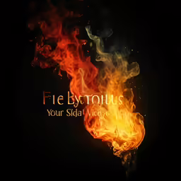 a black background with an orange and red fire