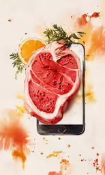 this is an image of meat on the phone