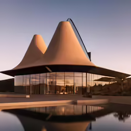 the modern architecture of a museum with a very large dome on top