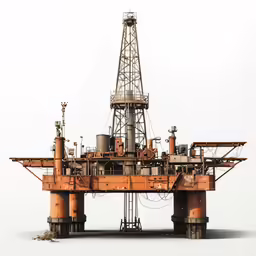 an oil rig with valves on one side and pipes on the other