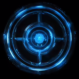 there is a circular mirror that has been lit up