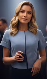 the beautiful blonde female actress with long hair posing