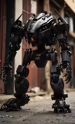 a close up of a robot made of various items