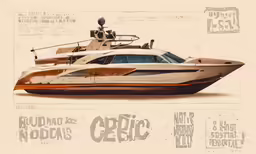 the drawing shows a modern wooden boat