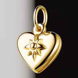 a heart - shaped necklace with a star inside it,a large gold heart shaped pendant with a star and a center