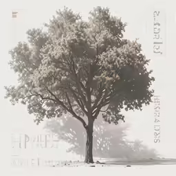 a photograph of a tree in the fog
