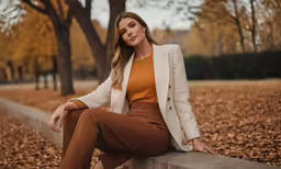 a woman sits on a ledge and poses for a picture
