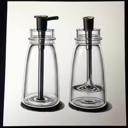 the two soap dispensers are handcrafted with a gold lined cap