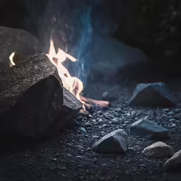 rocks with their fire on the ground