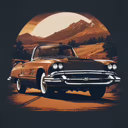 the car is parked in the shadow near mountains,an orange and black car parked in a driveway