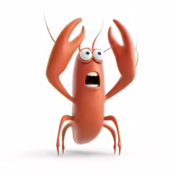 a red lobster with two large eyes looking surprised