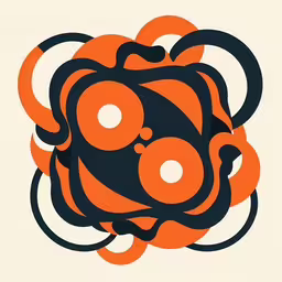 an orange and black circular object on white background