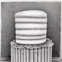 a very large stack of giant round stacked objects
