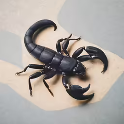 an scorpion beetle walking on a piece of cardboard