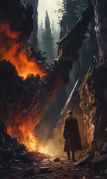 a man standing in front of a giant dragon statue