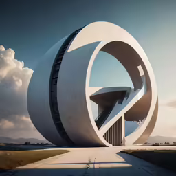 the sculpture is very large and has two spiral shaped structures