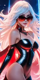 a sexy woman dressed in leather clothes