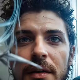 a close up of a person holding something