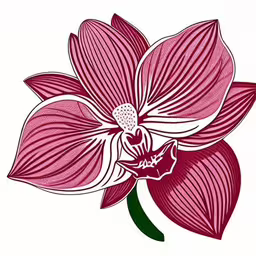 an illustration of the flower that is red,a red flower that is on a white background,a flower that is blooming out in purple and white,a flower that is very pink and white,a drawing of a pink flower that is on the back of a white wall