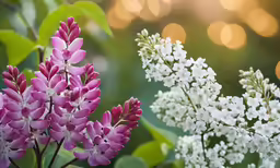 some pink and white flowers some green leaves
