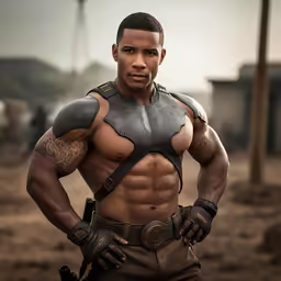 a man with a gun is posing for the camera