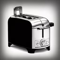 a black and white picture of a toaster