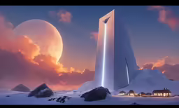 the computer generated picture depicts an alien city surrounded by clouds