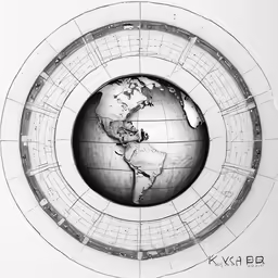 a drawing of the world surrounded by a ring