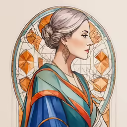 a painting of a woman wearing a blue gown