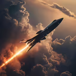 a jet is flying in the sky and leaving a trail