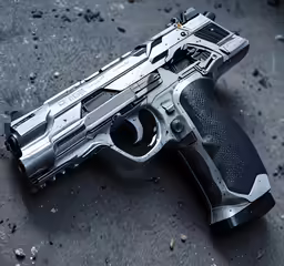a gun that is laying on the ground