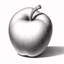a pencil drawing of a apple on a white background