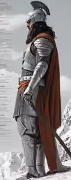the poster depicts a warrior dressed in armor, and with a sword